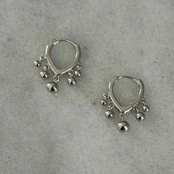 Modest Lu Jewelry - Sterling Silver Triangle Beaded Fringe Hoop Earrings 

Brand New